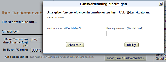 Zahlung nur auf US-Konto möglich?