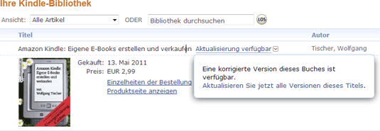 Amazon-Hinweislink über eine aktualisierte Version