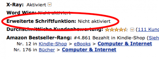 Whether a book was already optimized for the new software, Amazon displays in the product information.