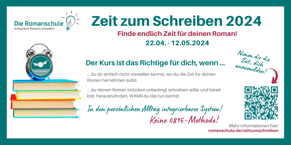 Finde endlich Zeit für deinen Roman! Kurs: 22.04.-12.05.24