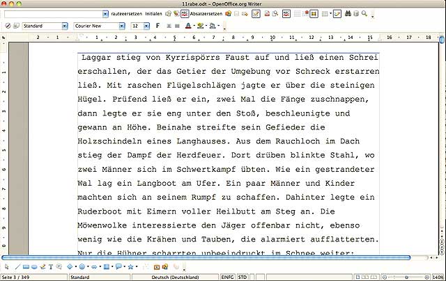 Abbildung 1: Reintext in OpenOffice Writer