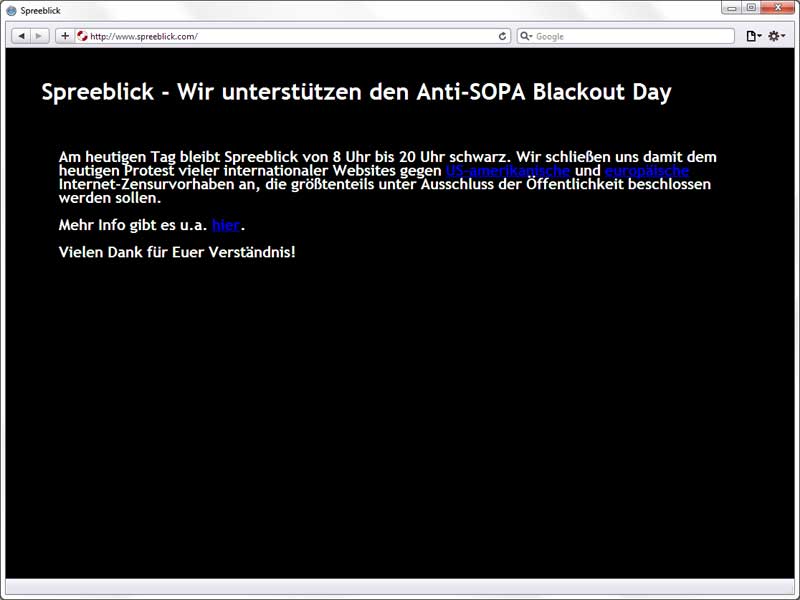 Blackout Day: Spreeblick