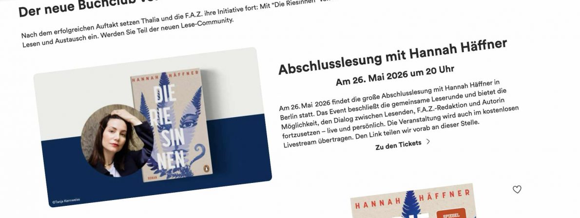 Screenshot: der Buchclub von Thalia und FAZ