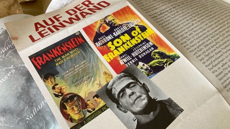 Frankenstein: Auf der Leinwand. Unten das berühmte Monster, das Boris Karloff verkörpert hat.