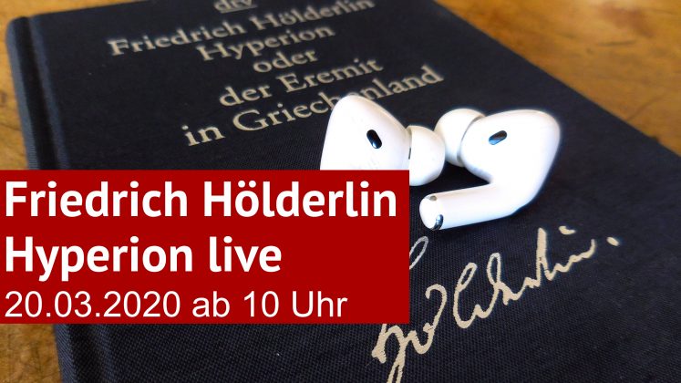Buch »Hyperion« von Friedrich Hölderlin mit Kopfhörern (Foto: literaturcafe.de)