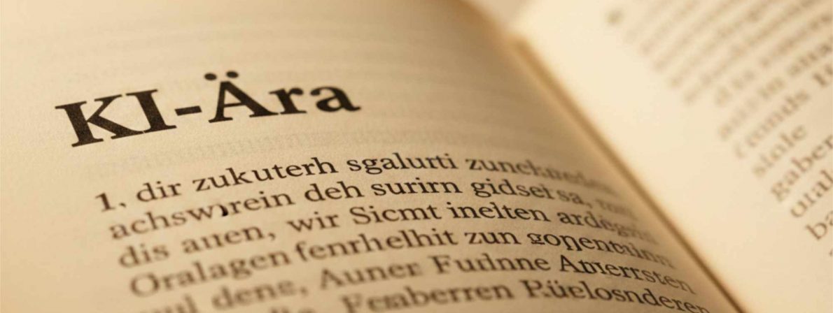 Die KI-Ära in einem Wörterbuch, wie die KI es sieht. Bild mit Gemini erstellt.