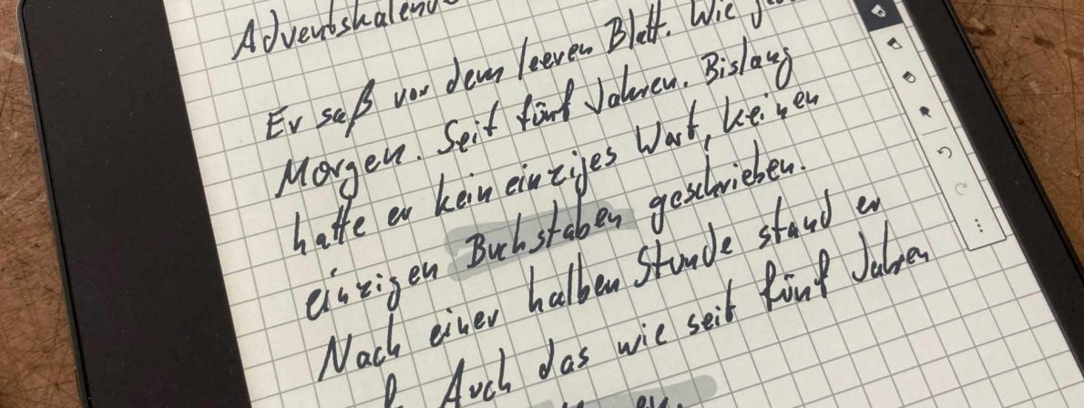 Handgeschriebenere Text. Es ist fast, als schreibe man auf Papier. (Foto: literaturcafe.de)