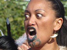 Nicht Barbara Fellgiebel, sondern eine Maori-Tänzerin auf der Buchmesse