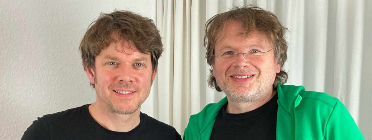 Steffen Schroeder (links) und Wolfgang Tischer nach der Podcast-Aufnahme im Stuttgarter Schriftstellerhaus (Foto: Susanne Martin)