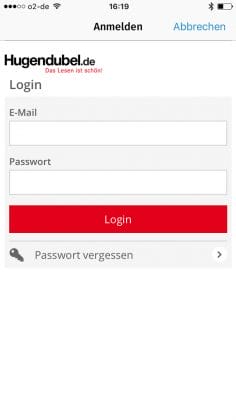 Tolino-App: Anmeldung