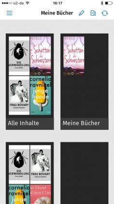 Tolino-App: Startbildschirm