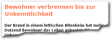 Bewohner verbrennen bis zur Unendlichkeit